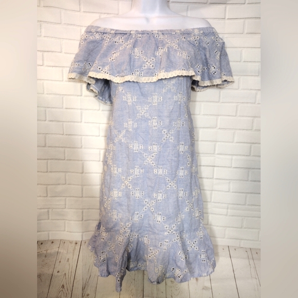 Miss Me Blue Seersucker Embroidered Dress - Picture 2 of 11